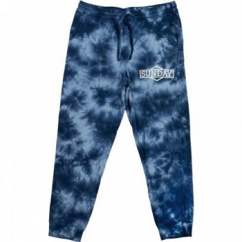 Pantalons de Jogging Sunday Longs Bleu Tie-Dye XXL en Coton avec Logo Cornerstone - 1