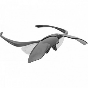 Lunettes de soleil sportives M-WAVE gris mat avec verres interchangeables UV400 - 4