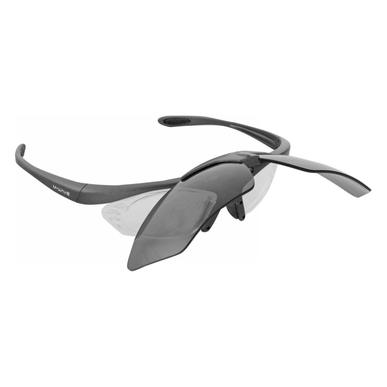 M-WAVE Sports Sunglasses Matte Grey with Interchangeable UV400 Lenses - 4