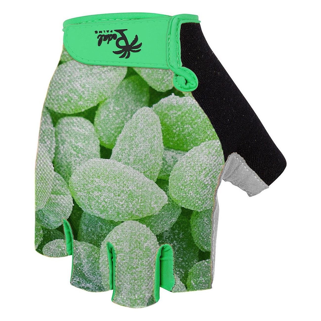 Gants à doigts courts avec paume de pédale feuilles de menthe - Taille M, Vert et Noir - 1