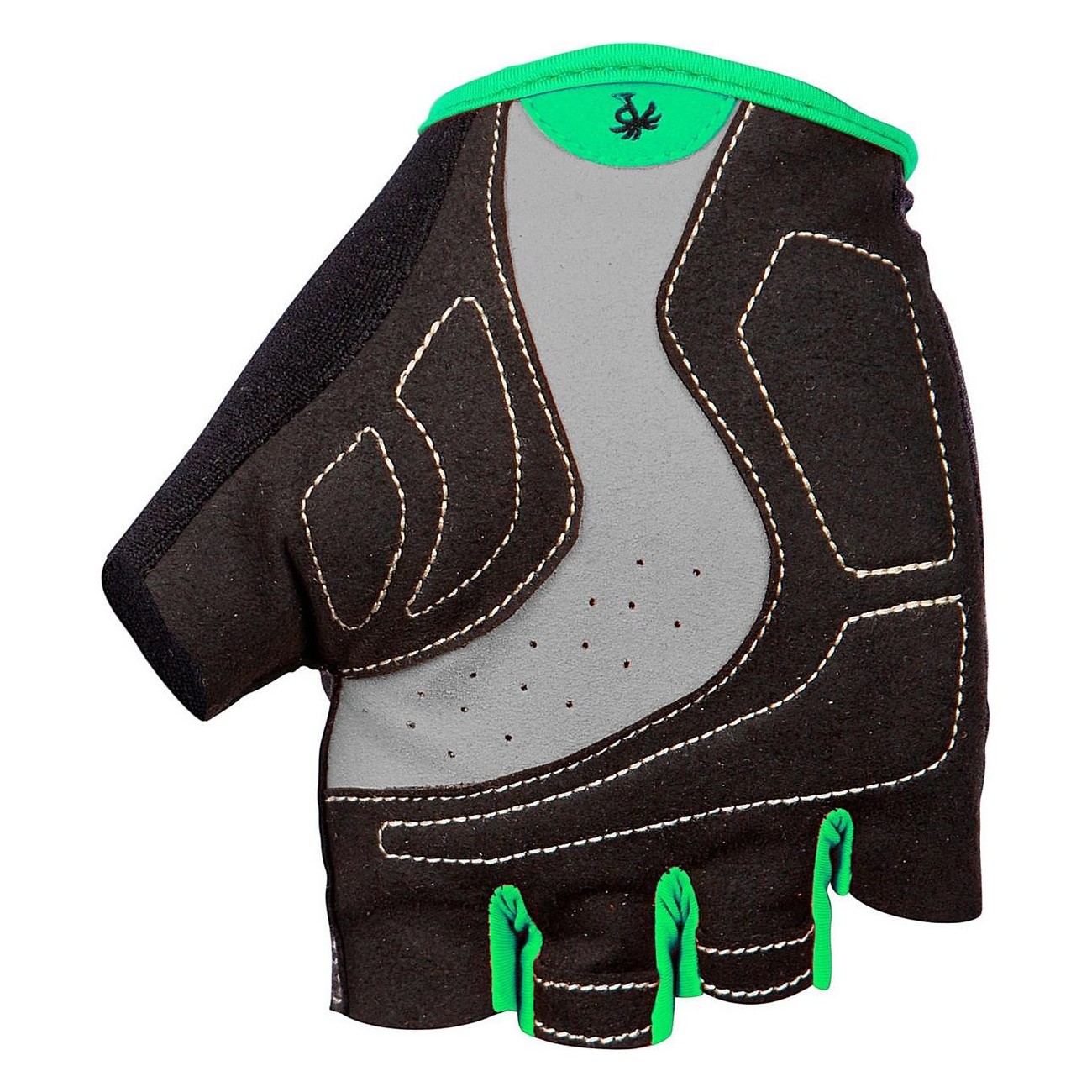 Gants à doigts courts avec paume de pédale feuilles de menthe - Taille M, Vert et Noir - 2