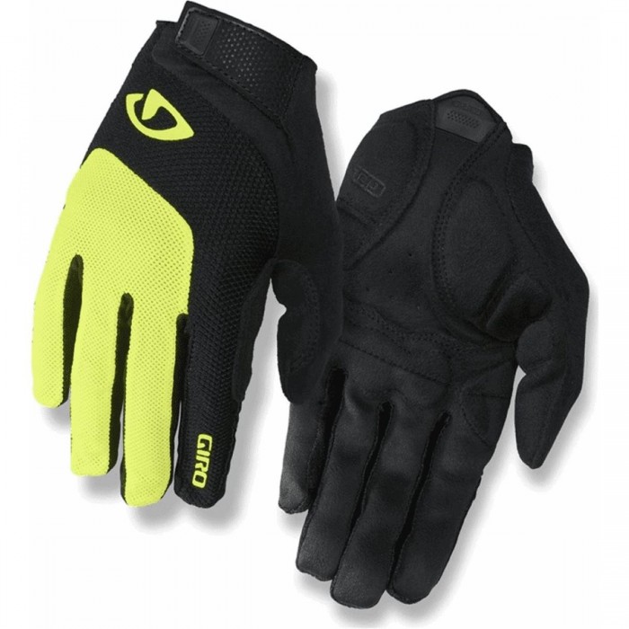 Lange Bravo Gel Handschuhe Sommer Schwarz/Neon Gelb Größe S für Radfahren - 1