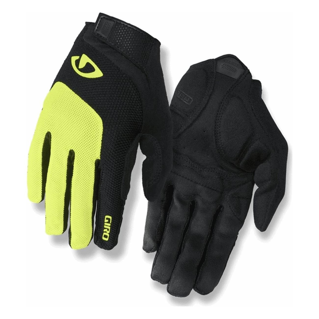 Long Bravo Gel Summer Gloves Black/Fluorescent Yellow Size S for Cycling - 1