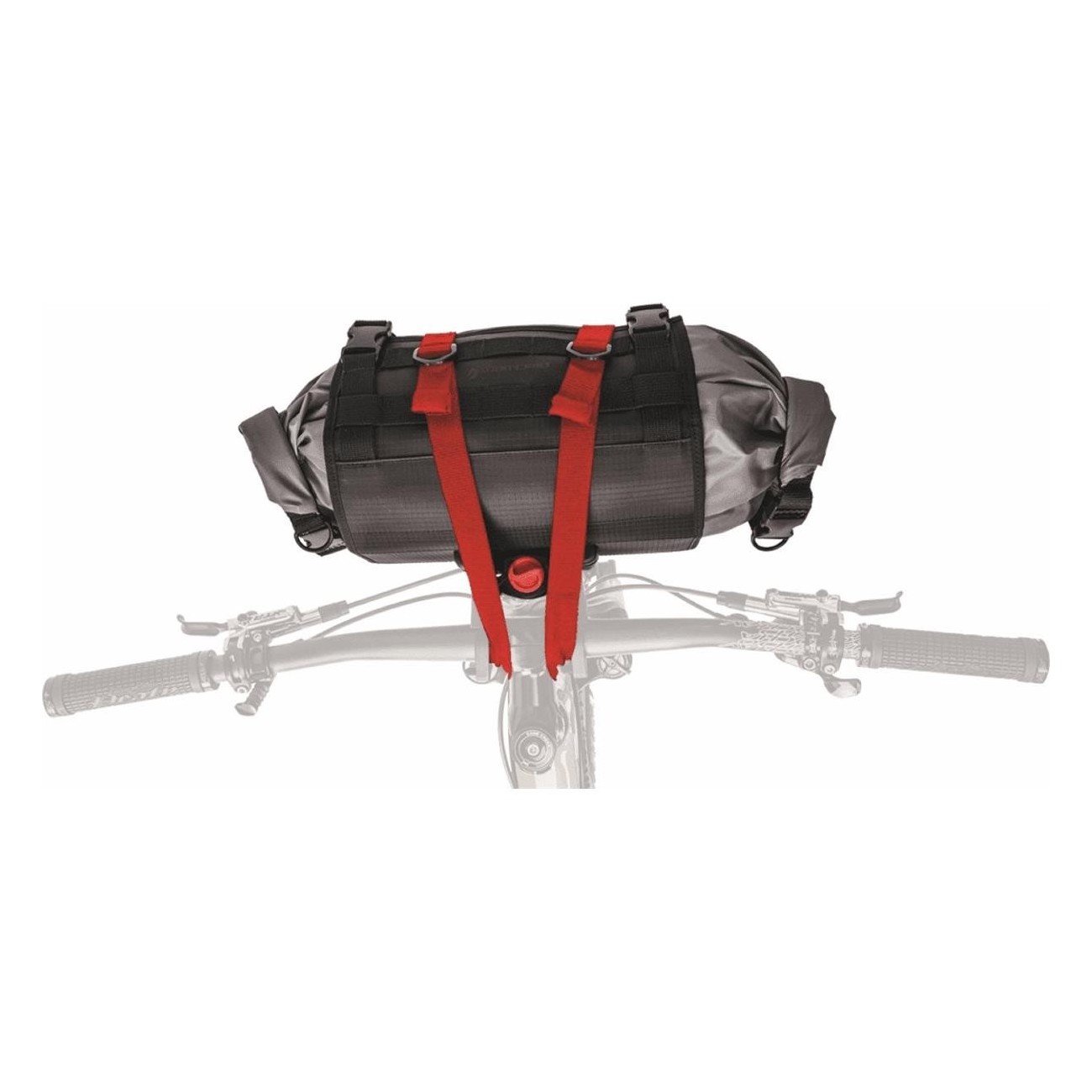 Bolsa de Manillar Bikepacking 14L Impermeable con Arnés Versátil - Negro/Gris/Rojo - 1