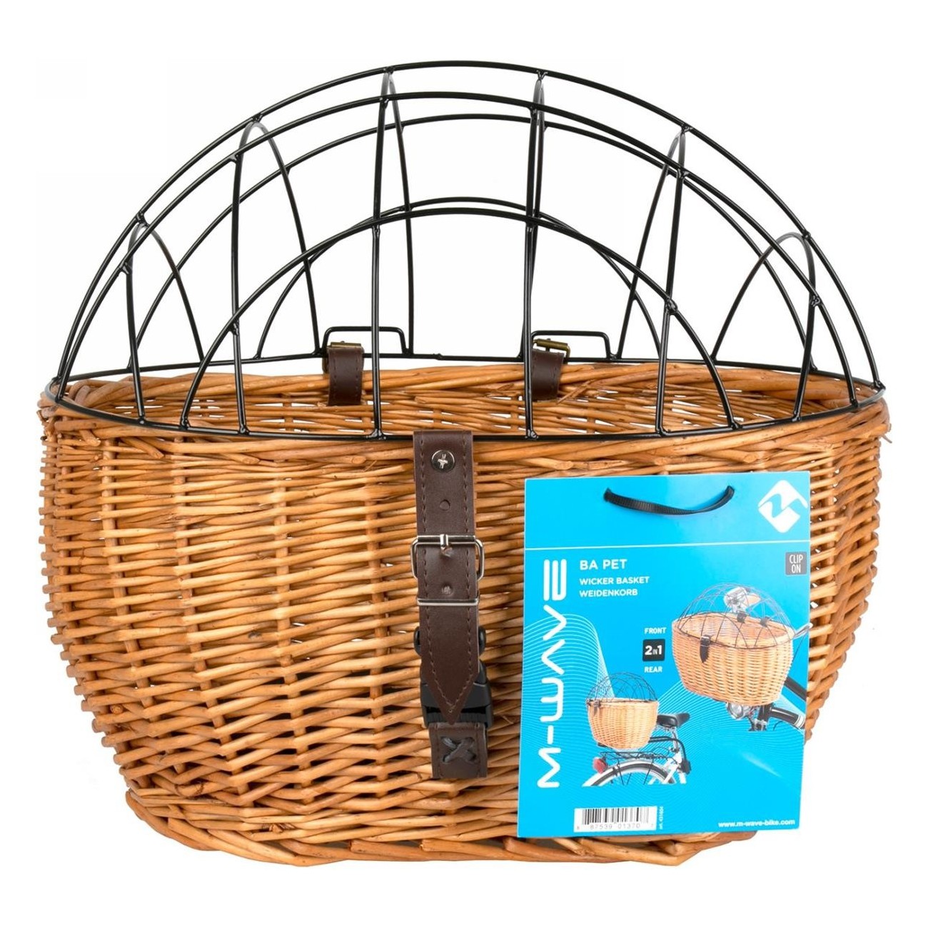 Cesta de Mimbre M-Wave BA Pet para Mascotas, 430x295x220 mm, Montaje en Portaequipajes - 5