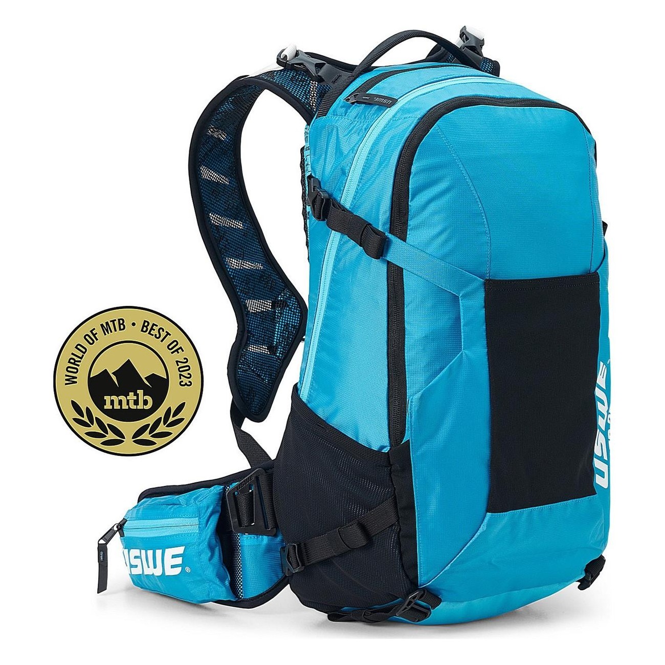 Mochila USWE Shred 25 Litros Azul para Freeride y MTB con Sistema No Dancing Monkey 2.0 - 1