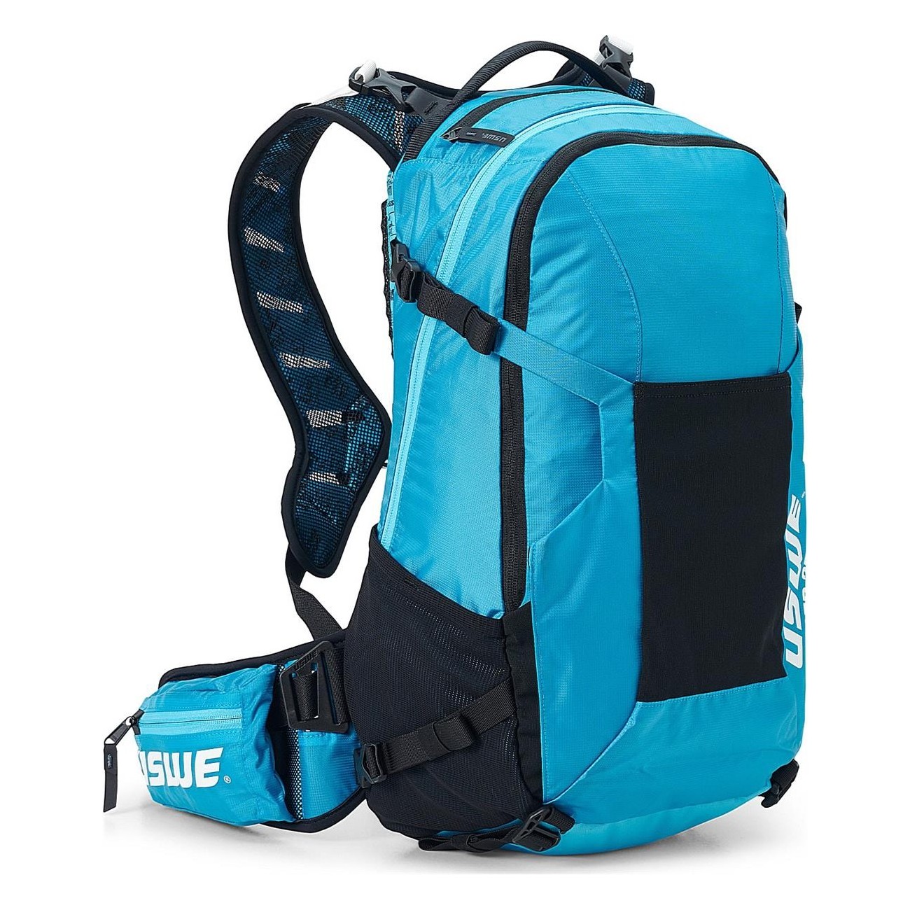 Mochila USWE Shred 25 Litros Azul para Freeride y MTB con Sistema No Dancing Monkey 2.0 - 2