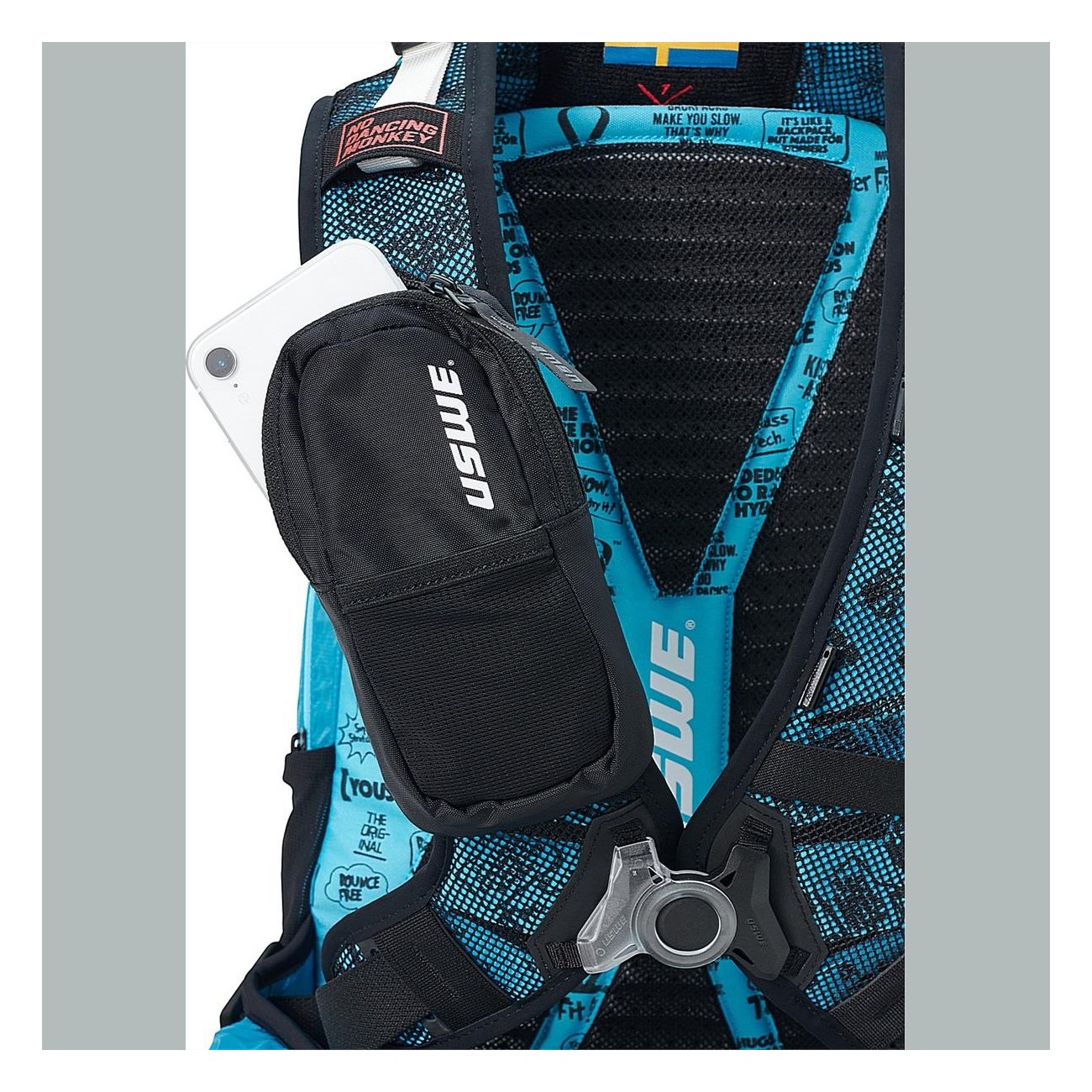 Mochila USWE Shred 25 Litros Azul para Freeride y MTB con Sistema No Dancing Monkey 2.0 - 5