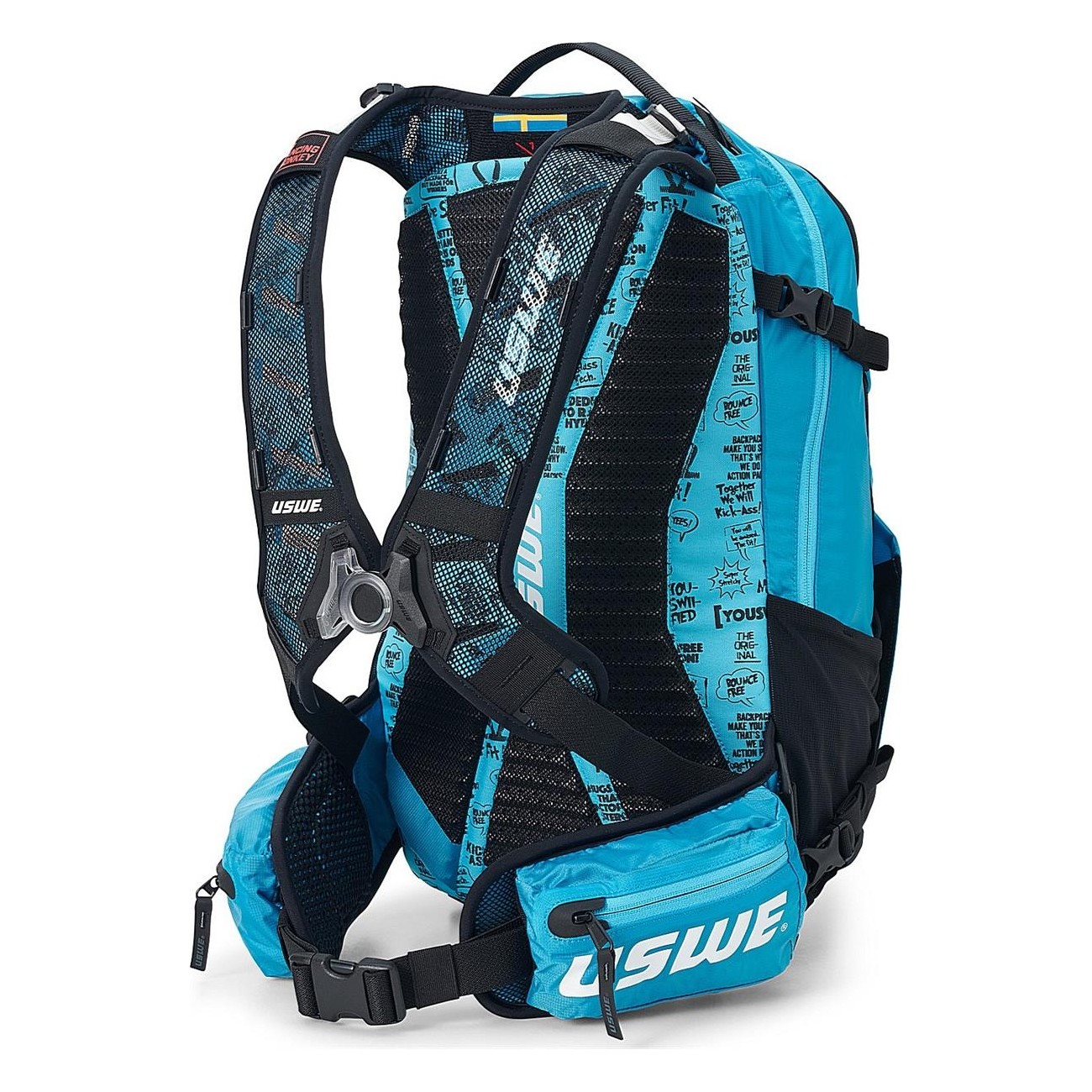 Mochila USWE Shred 25 Litros Azul para Freeride y MTB con Sistema No Dancing Monkey 2.0 - 9