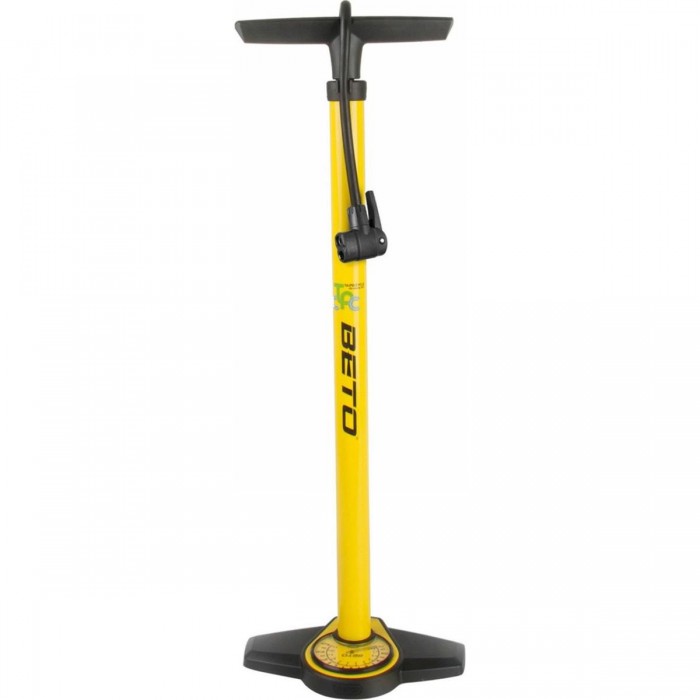 BETO Brighty Floor Pump in Yellow Steel with Large Pressure Gauge - 11 Bar - 1