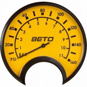 BETO Brighty Floor Pump in Yellow Steel with Large Pressure Gauge - 11 Bar - 3