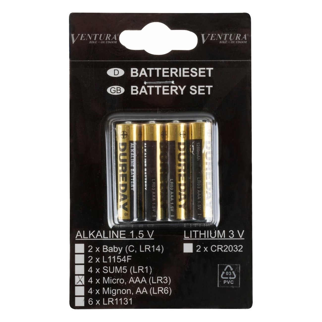 Baterías Alcalinas AAA 1.5V Ventura-EK Oro - Set de 4 Piezas - 2