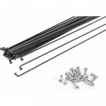 Black Galvanized Steel Spokes 193x2mm with Nipples - Pack of 72 Pieces - 1