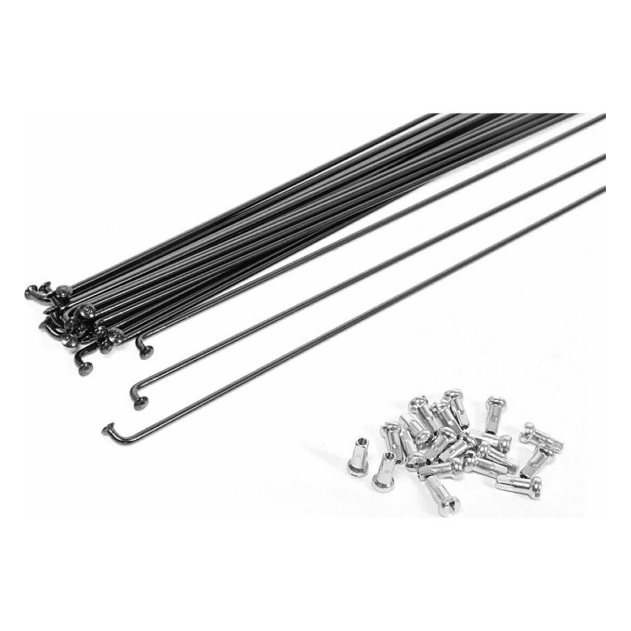 Black Galvanized Steel Spokes 193x2mm with Nipples - Pack of 72 Pieces - 1