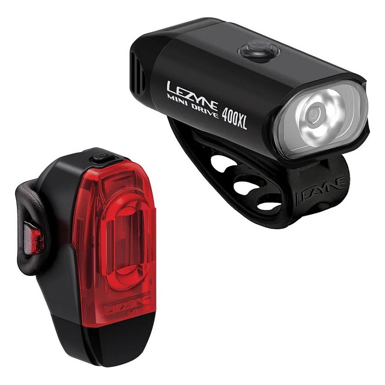 Coppia Luci Bicicletta Mini Drive 400XL e KTV Drive+ con Cinghie in Gomma Siliconica Nere - 1 - Luci - 4710582552007