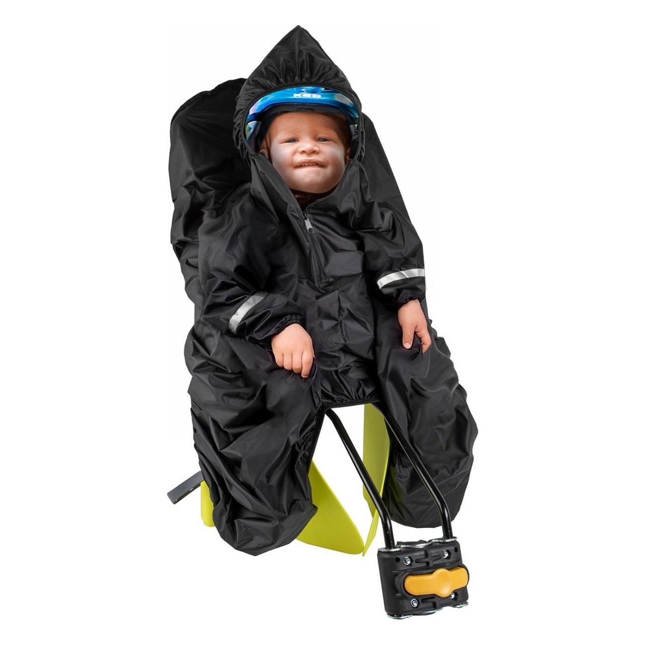 Kids Rain Poncho Kid'n'Seat Black Reflective for Car Seats with Sleeves - 2