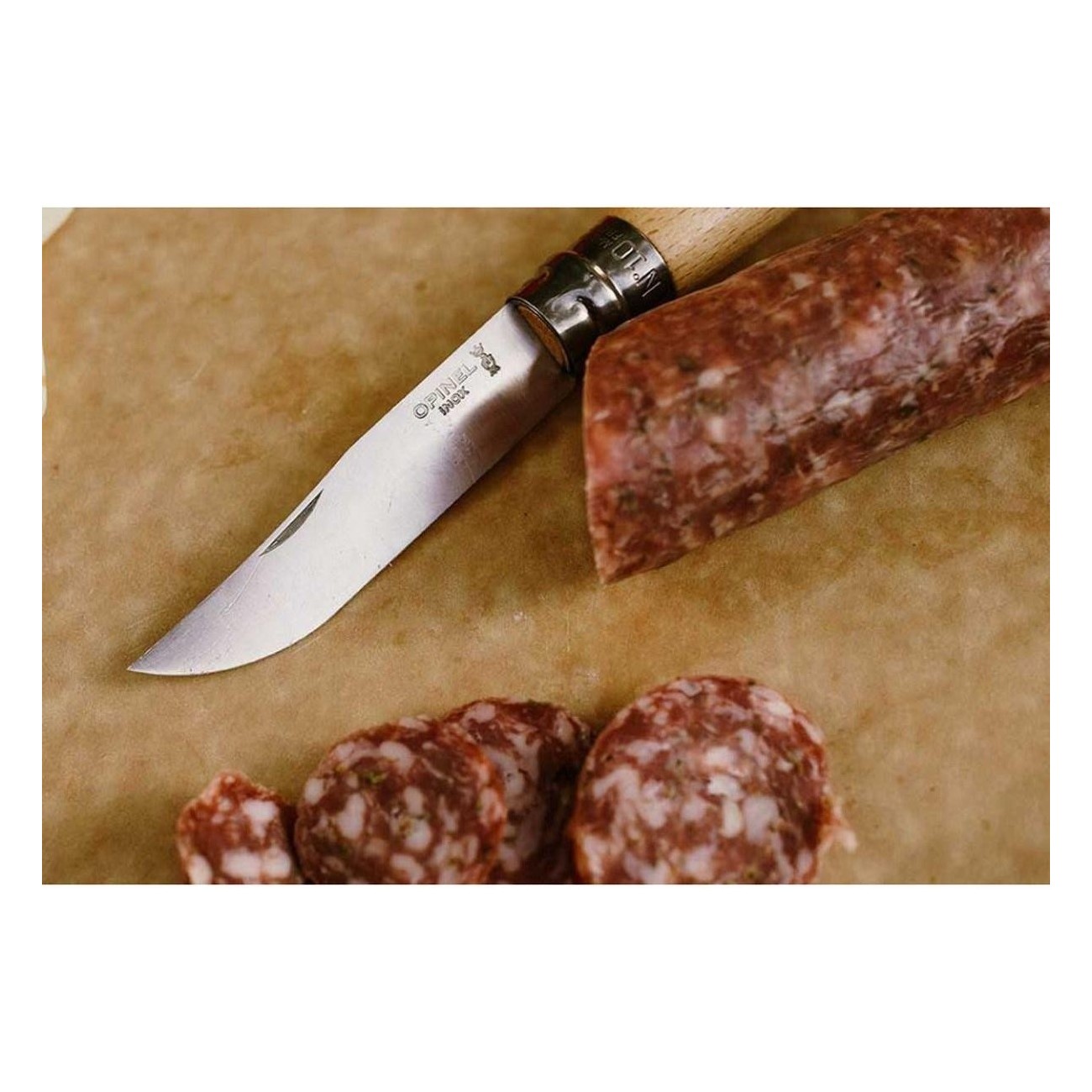 Coltello Opinel Viroblock N.10 Inox - Set da 6 Pezzi con Lama da 10 cm e Manico in Faggio - 7 - Coltelli - 3123841231000