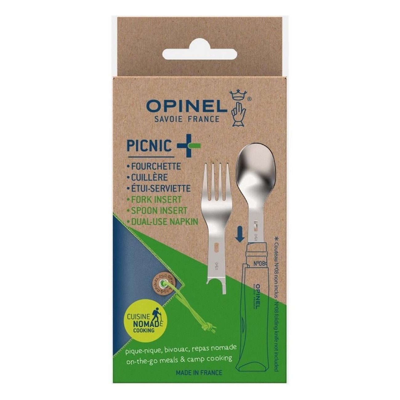 Kit Posate Opinel Picnic+: Essenziale in Acciaio Inox per Pasti all'Aperto - 4 - Coltelli - 3123840025013