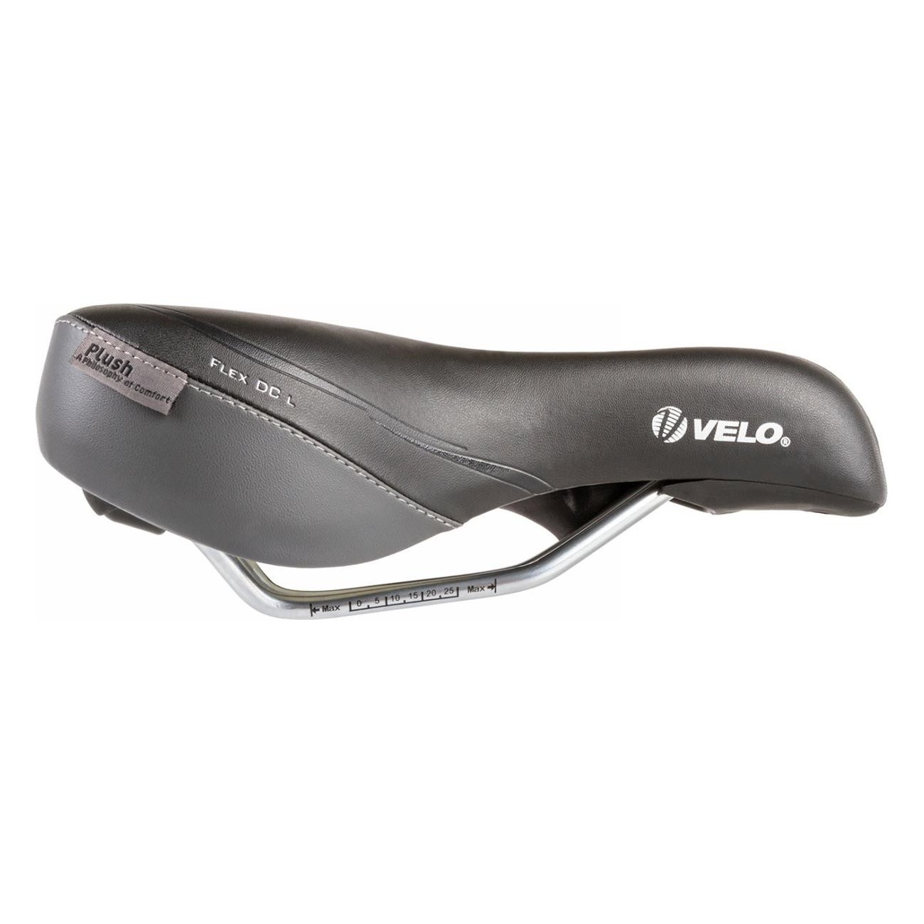 VELO PLUSH Flex DC L Women's Saddle with Deep V-Cut, 368g, No Clamp - 2