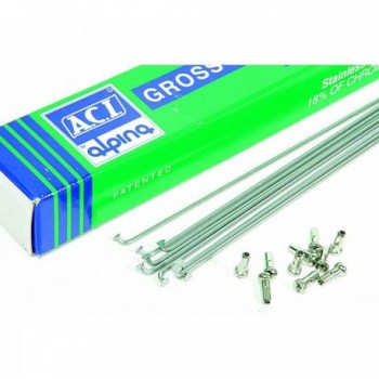 ACI Alpina Inox Speichen 258x2 mm mit Silbernippel - Widerstandsfähig und Langlebig - 1