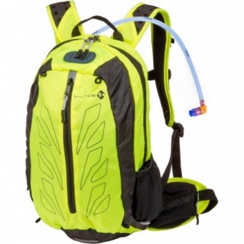 M-Wave Rough Ride Motorrad Rucksack Gelb Neon mit 2L Trinkblase und Ersatzmundstück 46x28x12 cm - 1