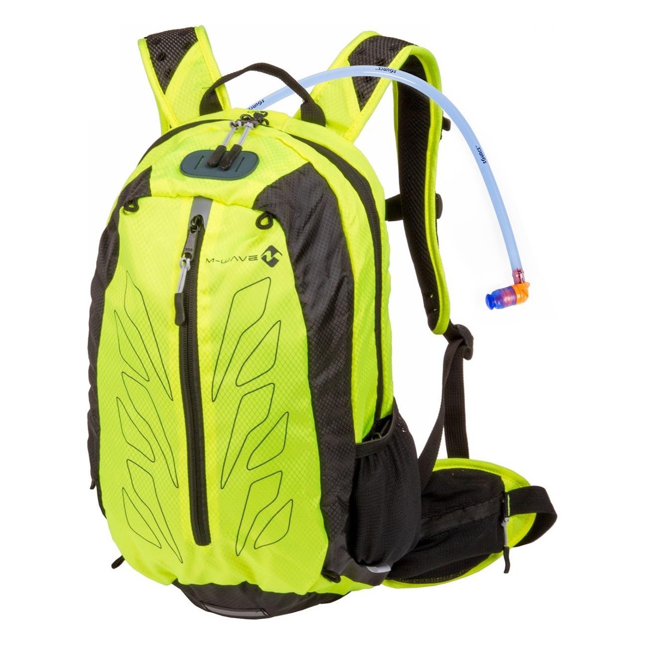 M-Wave Rough Ride Motorrad Rucksack Gelb Neon mit 2L Trinkblase und Ersatzmundstück 46x28x12 cm - 1