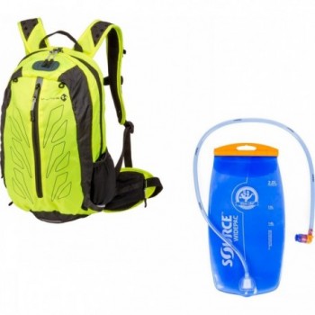 Mochila de Motociclista M-Wave Rough Ride Amarillo Neón con Bolsa de Agua 2L - 2