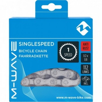 Chaîne de vélo M-WAVE Antirouille 1/2x1/8, 112 maillons, 1 vitesse, Argent - 2