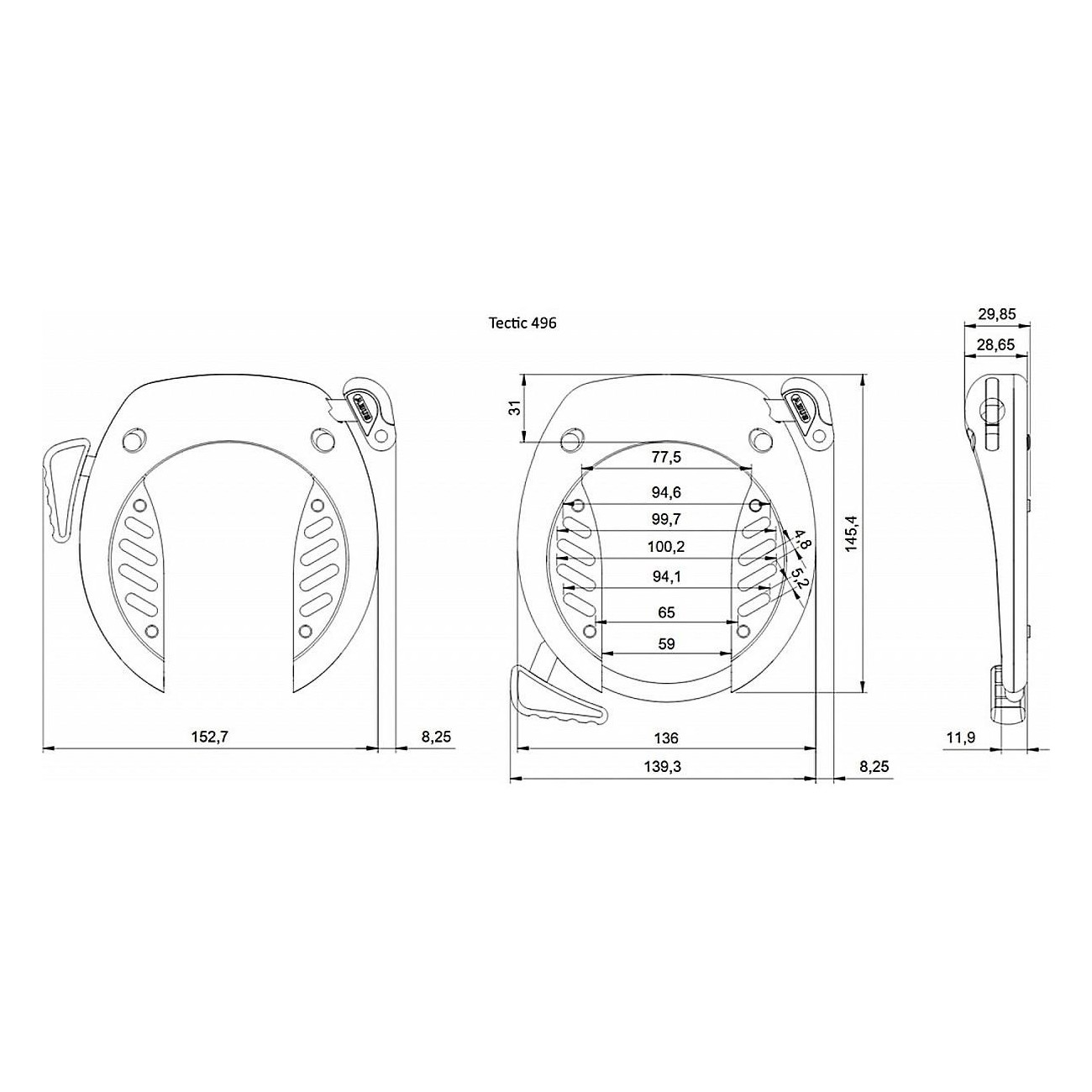 Cadenas de cadre Tectic 496 NR Noir - Sécurité en acier cimenté - 2