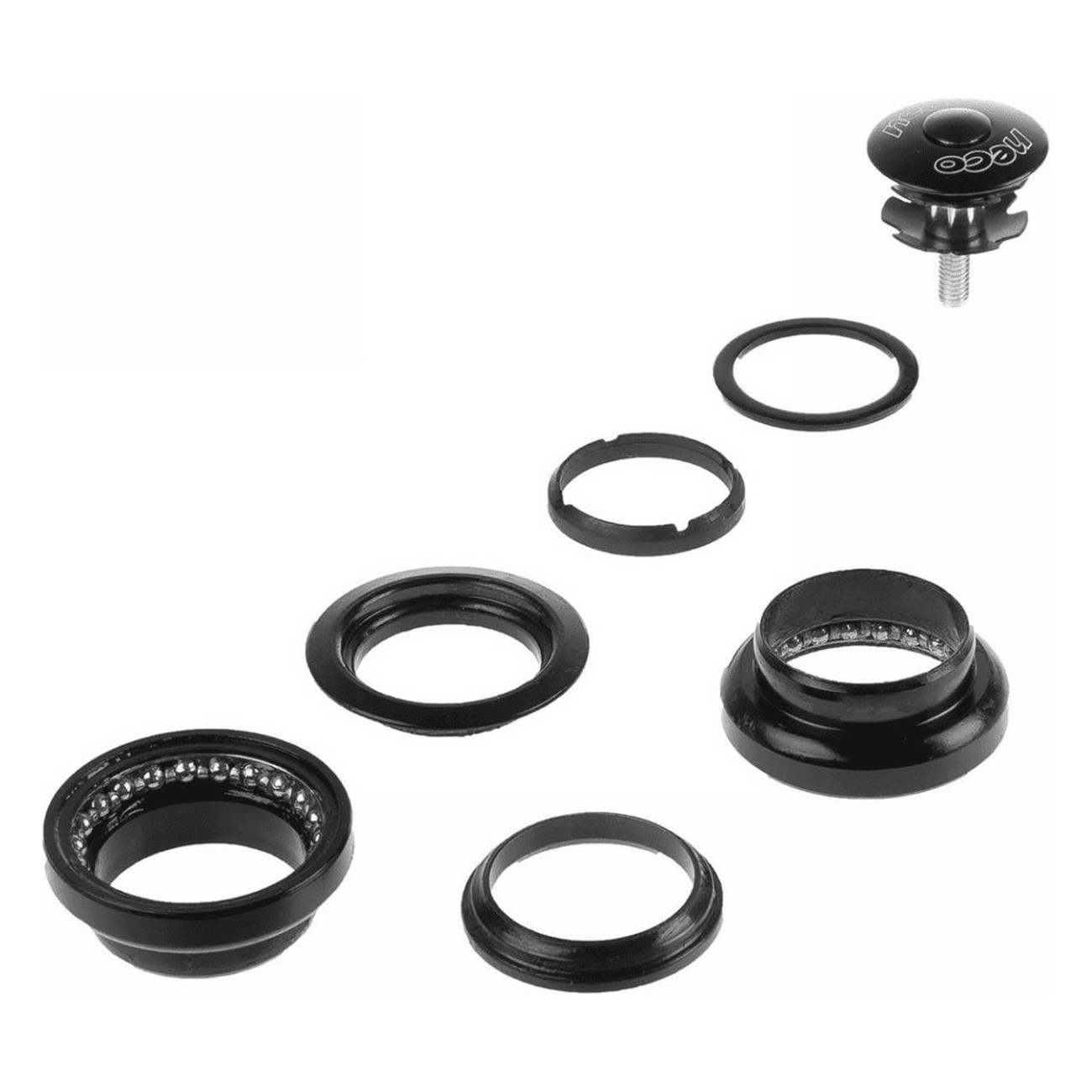 Série de Direction Neco 1' Ahead Set Noir en Acier à Billes 25,4 mm pour Vélo - 2