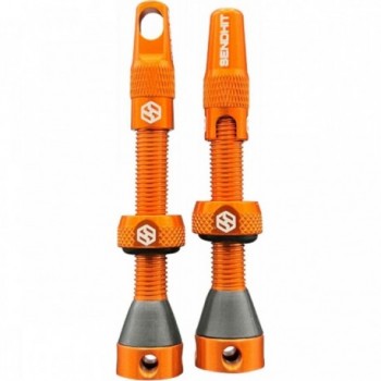 Vannes Tubeless 44mm en Aluminium Orange Compatibles avec Inserts - Accessoires Inclus - 1