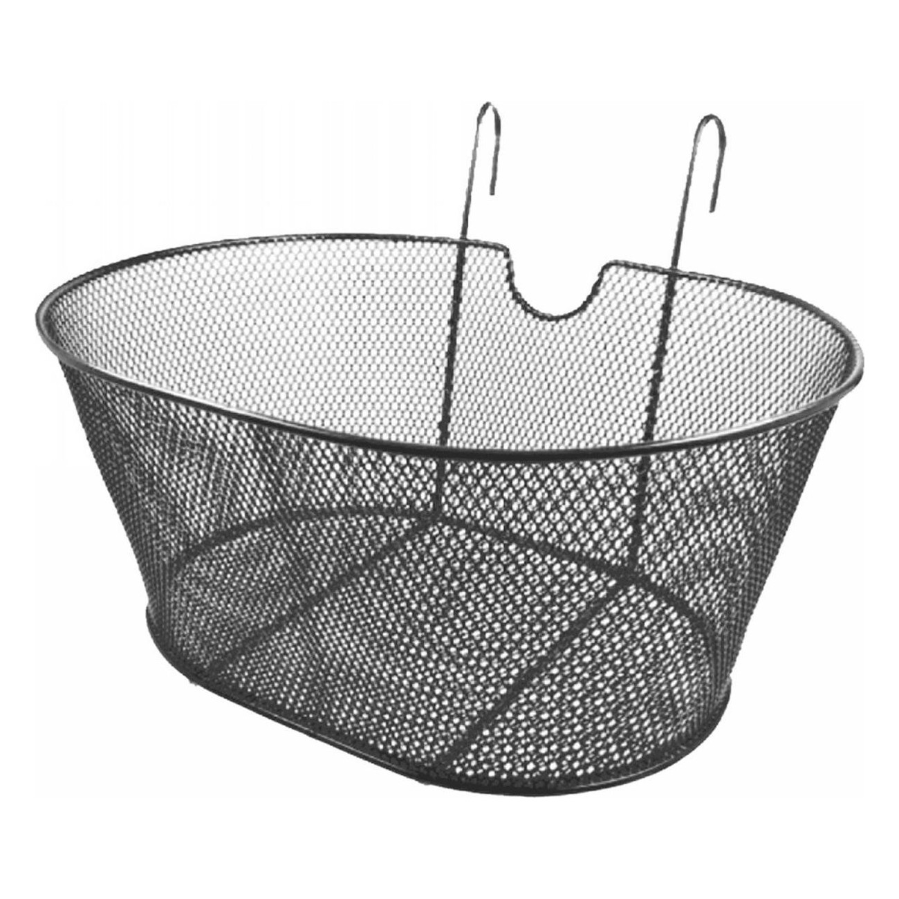 Black Steel Oval Front Basket 30x18x39 cm with MVTEK Handlebar Mount - 1