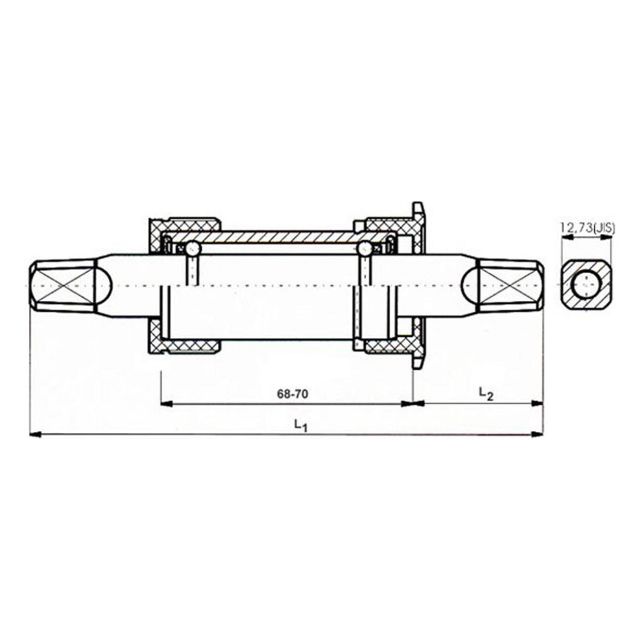 Movimento Centrale Compatto NECO in Acciaio per Shimano 127,5 mm BSA JIS - 2 - Movimento centrale e calotte - 4015493359098