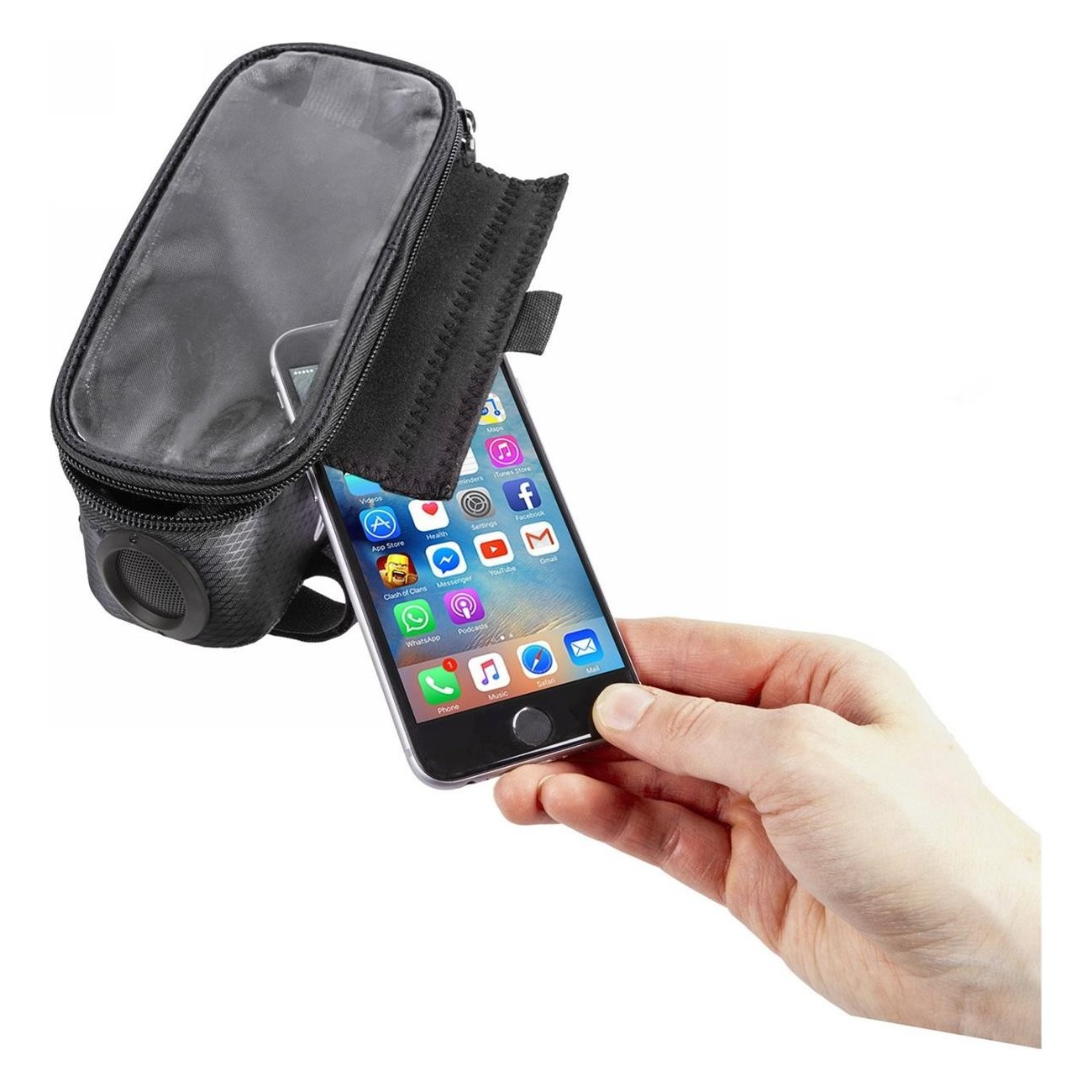 Borsa da Telaio M-Wave Rotterdam Top Sound con Altoparlante Integrato per Smartphone, Idrorepellente e con Chiusura a Strappo - 