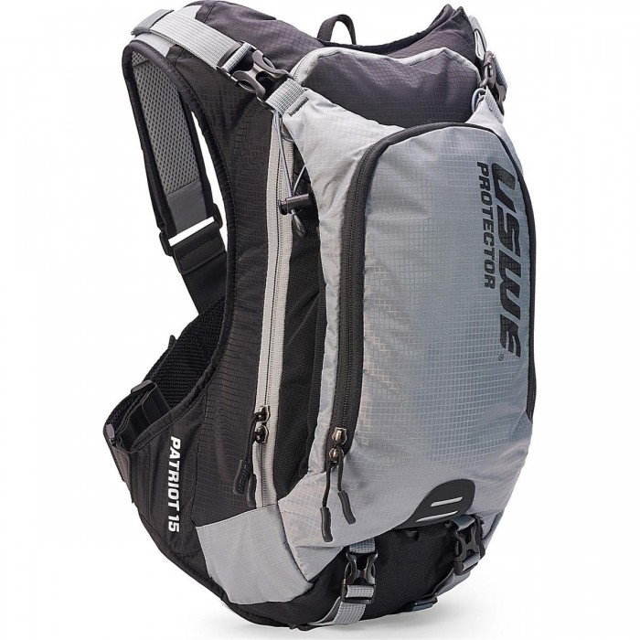 USWE Patriot 15L Grey-Black Backpack with Back Protector for Mountain Biking - 1