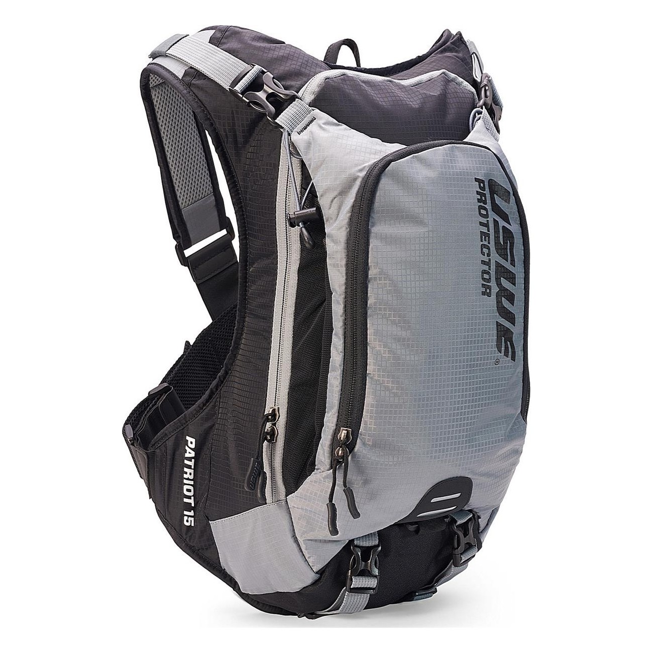 USWE Patriot 15L Grey-Black Backpack with Back Protector for Mountain Biking - 1