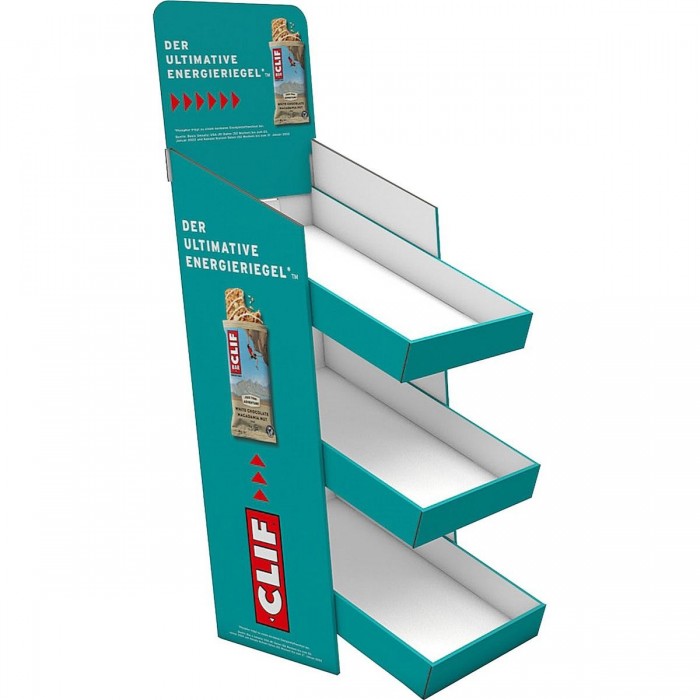 Vassoio Espositore da Banco Clif Bar con 3 Scomparti in Cartone Resistente, Colore Turchese Vivace - 1 - Altro - 0072225239543