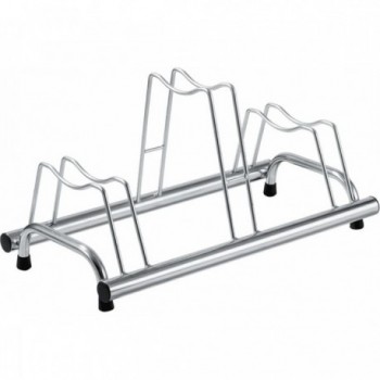 Rastrelliera Premium in Acciaio Argento a 3 Spazi - 77x42x41 cm - 1 - Portabici - 8005586811134