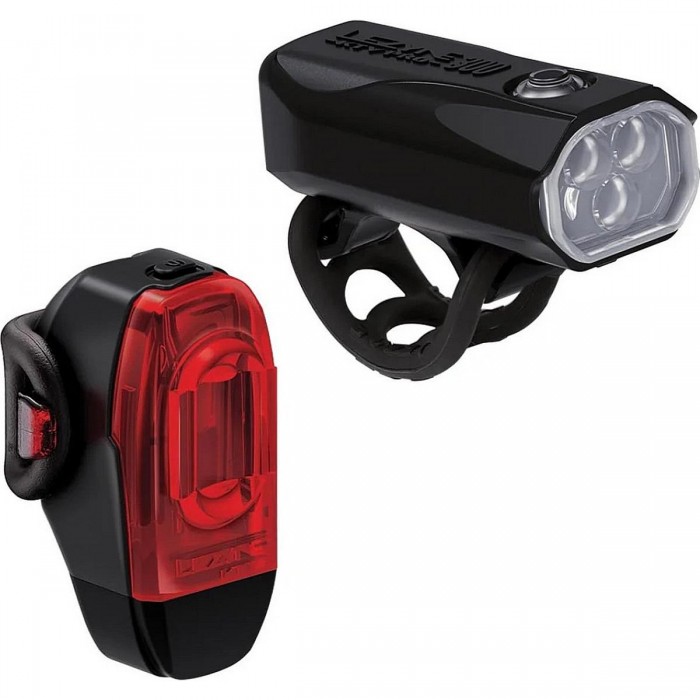 Luce Bicicletta KTV Drive Pro 300+ Anteriore e Posteriore con Supporto in Gomma Siliconica, Nero - 300 Lumen, Ricarica USB-C, Im