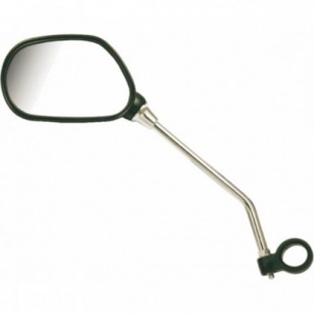 Black Left Mirror with Rear Reflector 100x65 mm, Chrome Steel Arm Ø 8 mm - 1