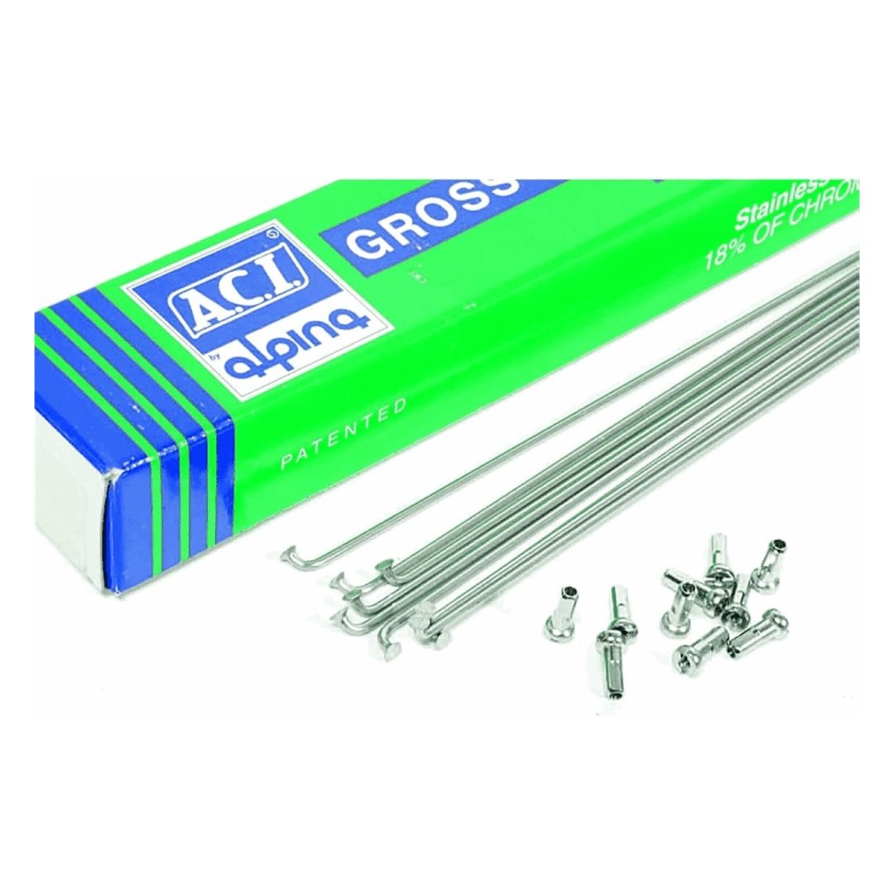 Rayons ACI Alpina en Acier Inox 262x2 mm avec Nipples Argent pour Vélo - 1