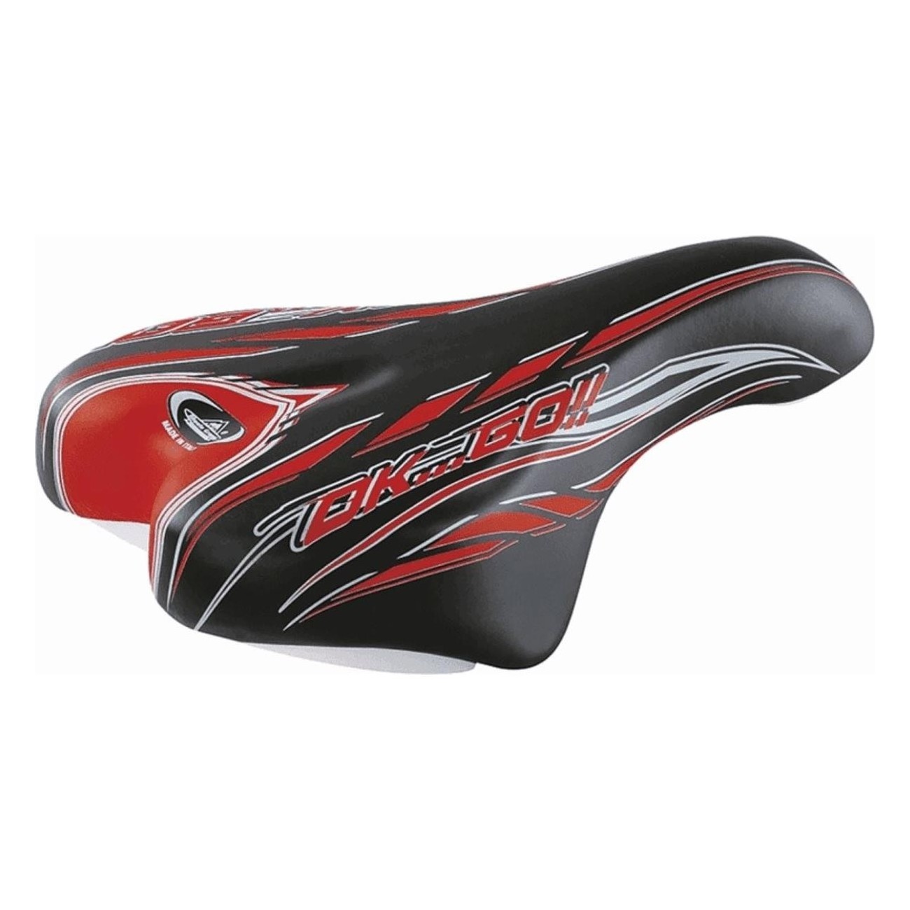 Selle pour Enfant 16/20 Noir/Rouge en Skay - 230x150 mm, 268g, Confort et Sécurité - 1