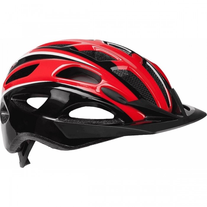 S-291 Cycling Helmet with Rear Light, Red/Black/White, Size M (54-59 cm) - 1