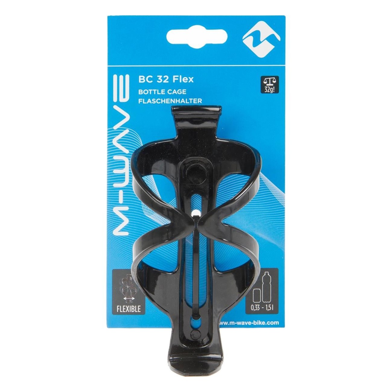 M-WAVE BC 32 Flex Black Flexible Bottle Holder for 0.33-1.5L Bottles - 4