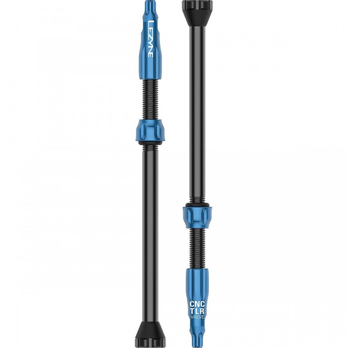 Lezyne CNC 80mm Tubeless Valve in Blue - Pair - 1