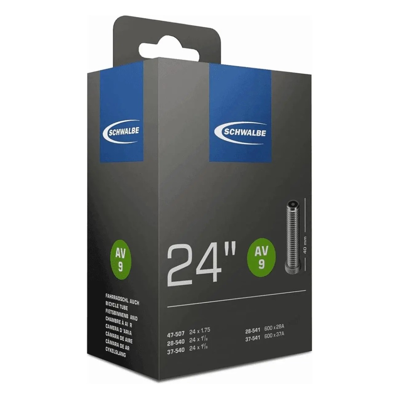 Schwalbe 24x1 3/8 Inner Tube with AV9 Auto Valve 40mm - 1