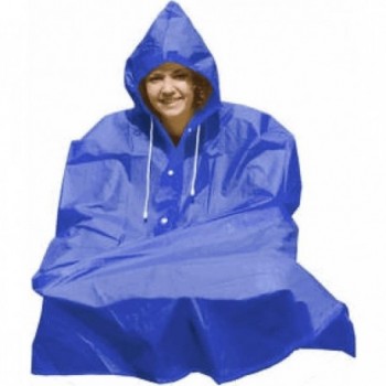 Universal PVC Rain Poncho with Hood - One Size, Yellow and Blue Colors - 2