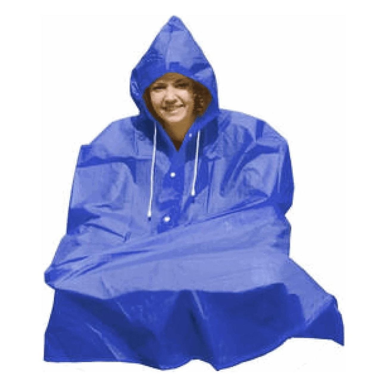 Universal PVC Rain Poncho with Hood - One Size, Yellow and Blue Colors - 2