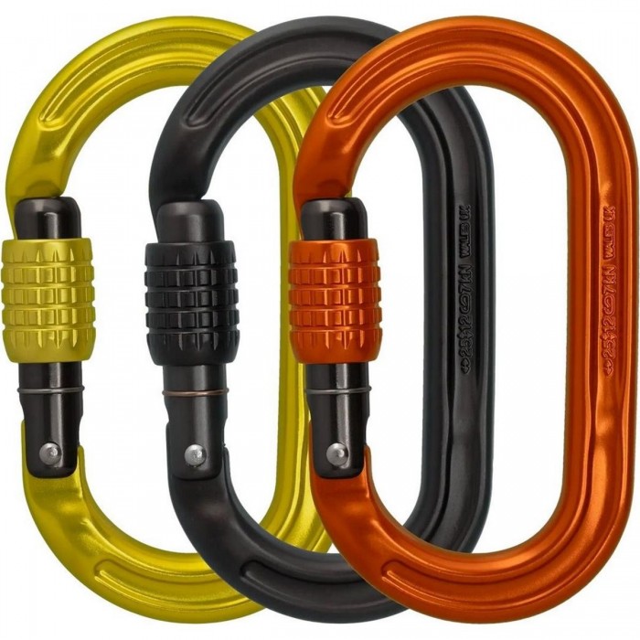 Set of 3 Universal Screwgate Carabiners - Lime, Gray, Orange Colors - 1