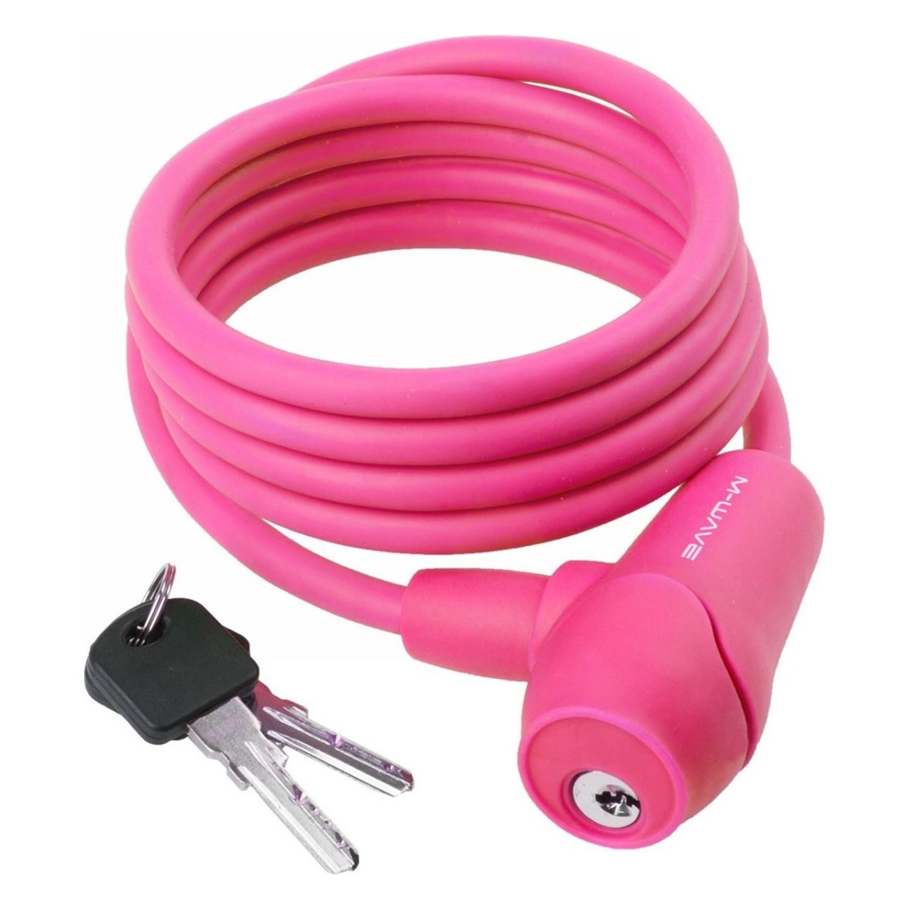 Candado Espiral de Silicona M-Wave 1500x8 mm Rosa con Bloqueo Automático - 1